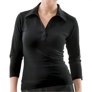 Ladies Black V-Neck 3/4 Sleeve Jersey Waiting T-Shirt  