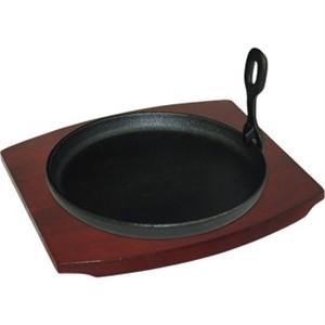 Cast Iron Round Sizzler with Wooden Stand