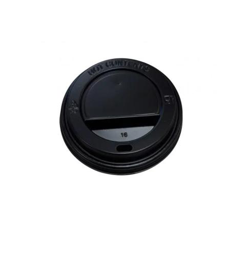 80mm Black Hot Cup Lids Huh 8oz 10x100