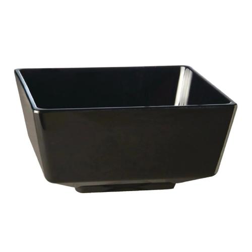 Float Square Bowl Melamine Black 190x190mm