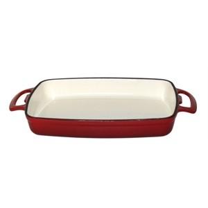Vogue Red Rectangular Cast Iron Dish 2.8Ltr