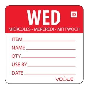 Vogue Red Dissolvable Wednesday Labels (Pack of 250)