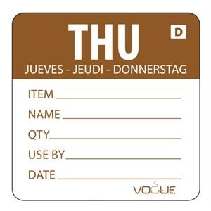 Vogue Brown Dissolvable Thursday Labels (Pack of 250)