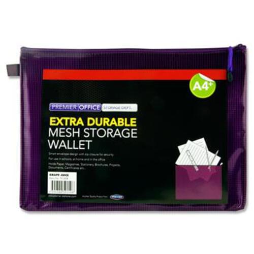 Premier Office A4+ Extra Durable Mesh Wallet - Grape Juice