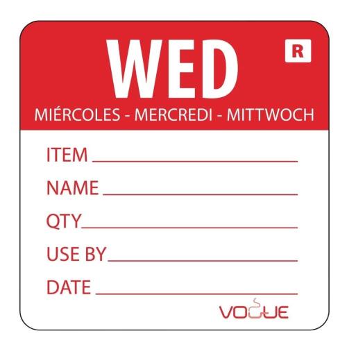 Removable Day of the Week Label Wednesday (Pack of 500)