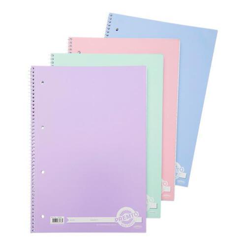 Premto A4 160pg Spiral Notebook - Pastel 4 Asst