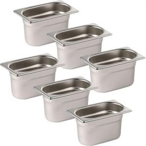 Sale Offer : Set of 6 Vogue St/St GN - 1/9 100mm pans & Lids