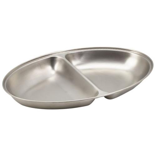 GenWare Stainless Steel Two Division Oval Vegetable Dish 35cm/14"