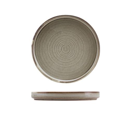 Terra Porcelain Smoke Grey Low Presentation Plate 18cm