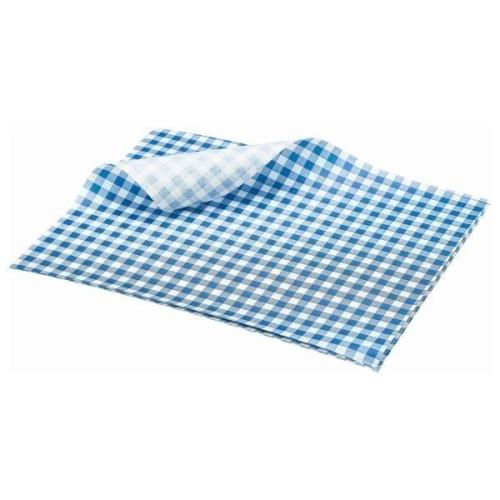 Greaseproof Paper Blue Gingham Print 25 x 20cm