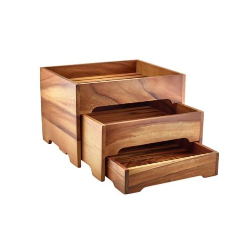GenWare Acacia Wood 3 Tier Display Stand GN 1/2