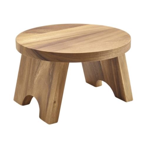 Genware Acacia Wood Round Buffet Riser 25cm