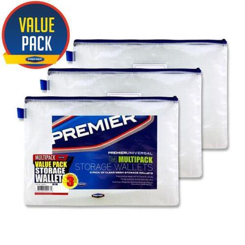 Premier Universal Pkt.3 B4 Durable Mesh Wallets - Clear