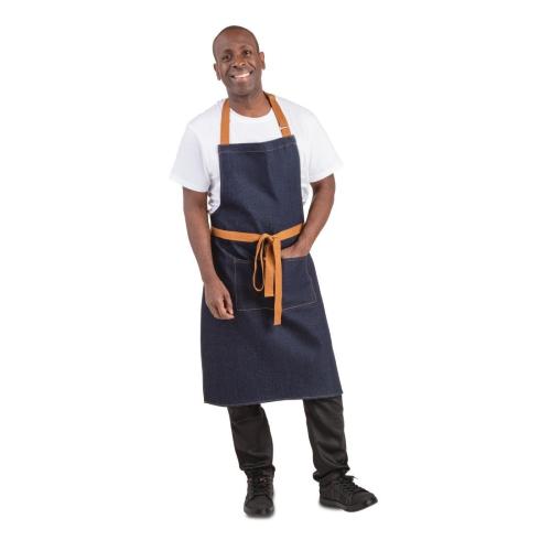 Southside Bib Apron Denim Blue Tan Ties