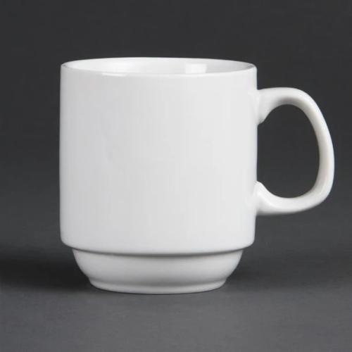 Olympia Whiteware Stacking Mugs 284ml 10oz (Pack of 12)
