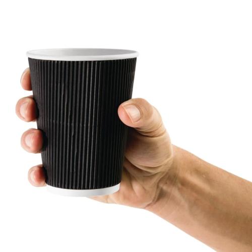 Fiesta Recyclable Coffee Cups Ripple Wall Black 340ml 12oz Pack of 500