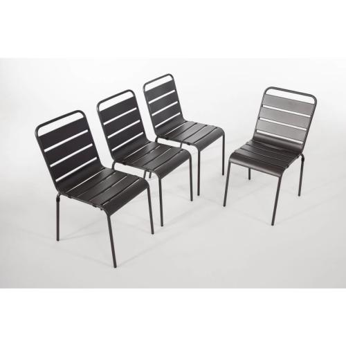 Bolero Grey Slatted Steel Side Chair Pack of 4