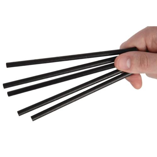 Compostable Paper Cocktail Stirrer Straws Black Pack of 250