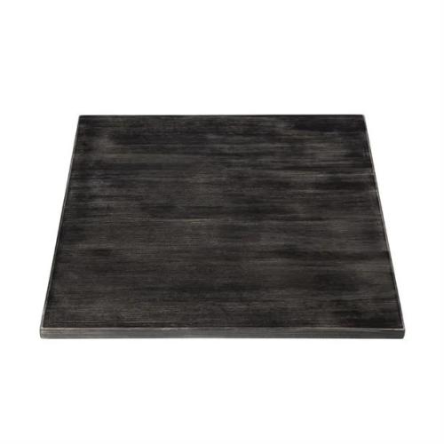 Bolero Pre-drilled Square Tabletop Vintage Black 700mm