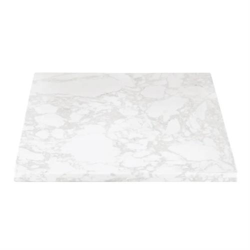 Bolero Square Marble Effect Tabletop White 600mm