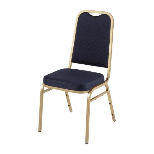 Bolero Banqueting Chair Squared Back Gold Frame Blue Plain Cloth (Pack 4)