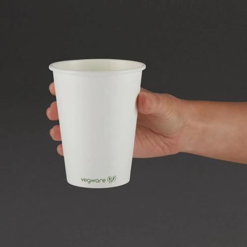 Vegware Compostable Coffee Cups Single Wall 340ml 12oz Pack of 1000