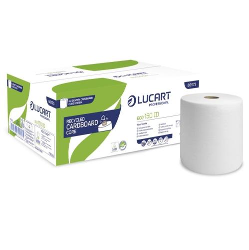 (CARDBOARD CORE) Lucart Identity Eco Roller Towel White 150m x 6 rolls