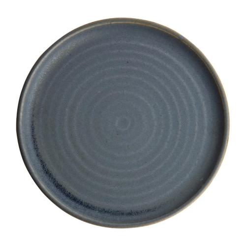 Olympia Canvas Sml Rim Rnd Plate w/Soft Rings Glaz Edge Blue Granite265mm(Box 6)