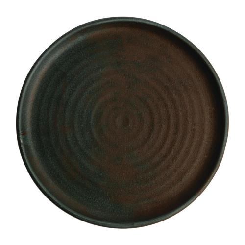 Olympia Canvas Sml Rm Rnd Plate Soft Rings Glazd Edge Green Verdigris265mm(Box6)