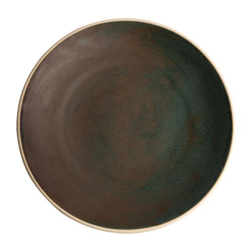 Olympia Canvas Concave Plate Unglazed Edge Green Verdigris - 270mm (Box 6)