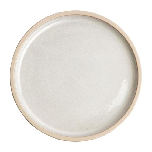 Olympia Canvas Flat Round Plate Unglazed Edge Murano White - 250mm (Box 6)