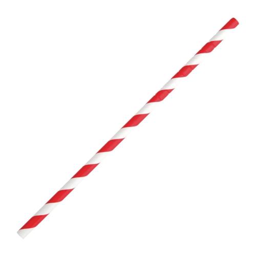 Compostable Bendy Paper Straws Red Stripes Pack of 250