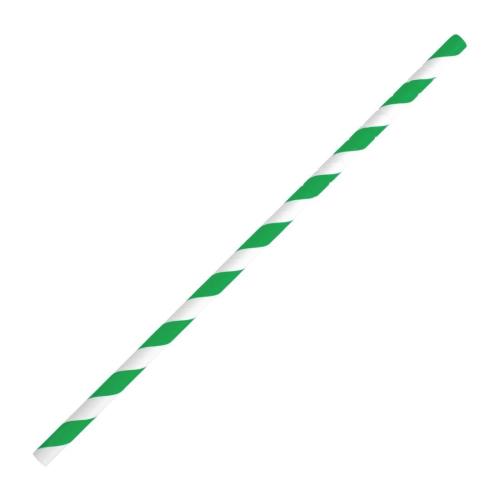 Compostable Bendy Paper Straws Green Stripes Pack of 250
