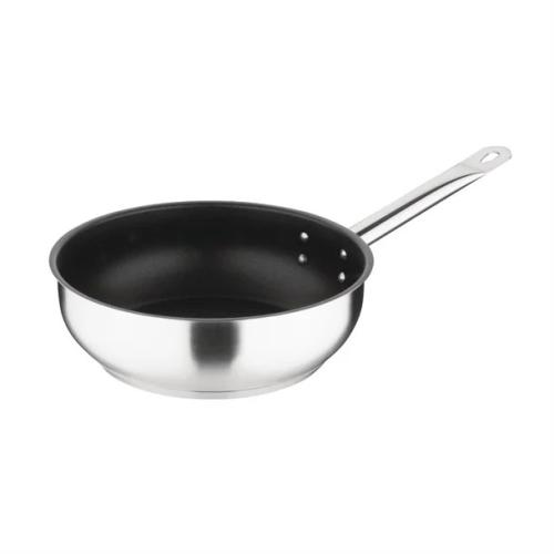Vogue Stainless Steel Non-Stick Teflon Platinum Plus SautÃ© Pan 24cm