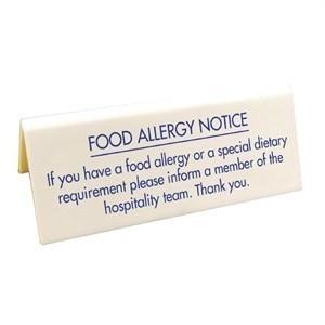 Food allergy table notice 