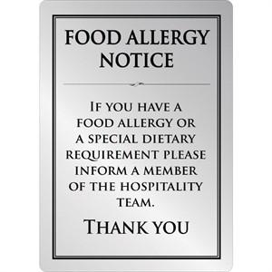 Food allergy sign silver A5