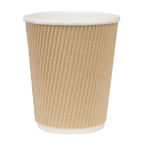 Recyclable Coffee Cups Ripple Wall Kraft 225ml / 8oz (Pack of 500)