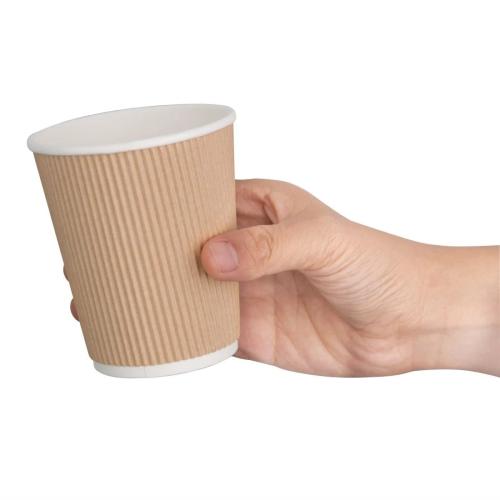 Recyclable Coffee Cups Ripple Wall Kraft 225ml 8oz Pack of 500