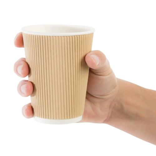 Recyclable Coffee Cups Ripple Wall Kraft 340ml 12oz Pack of 500