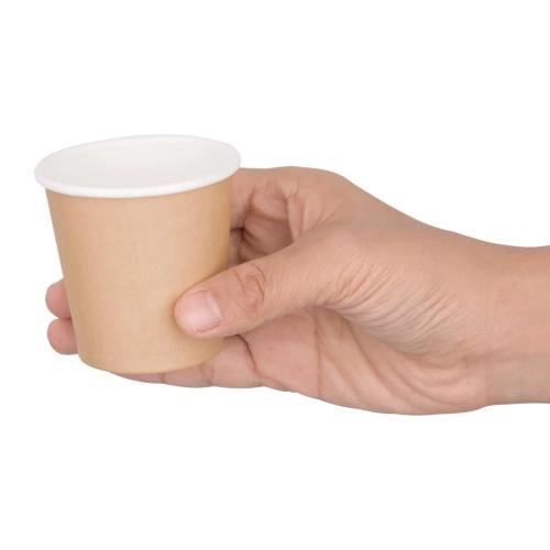 Fiesta Recyclable Espresso Cups Single Wall Kraft 112ml 4oz Pack of 1000