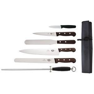 Victorinox Rosewood Knife Set 6 Piece With 20cm Chefs Knife and Wallet
