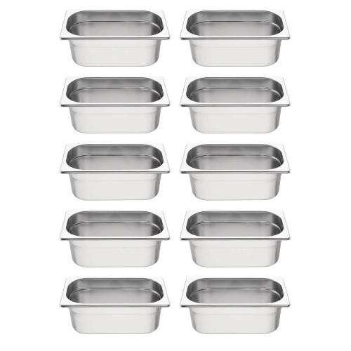 Vogue Stainless Steel Gastronorm Container Kit 1/4 (Pack of 10)