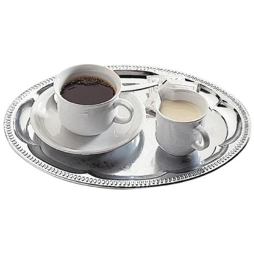 Oval Coffee House Tray Chrome Plated - 30x22cm
