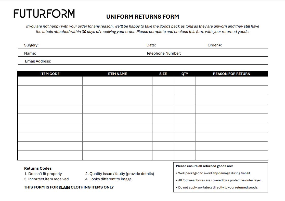 Outnet Return Form Returns Form
