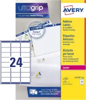 AVERY Jam-Free Quick PEEL Labels - White - 64x33.9mm - 24 Per Sheet - Pack x100