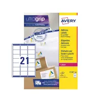 AVERY Jam-Free Quick PEEL Labels - White - 63.5x 8.1mm - 21 Per Sheet - Pack x100