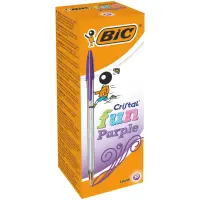 BIC Cristal Fun Ballpoint Pen - 1.6mm Point - Purple - Pack x 20