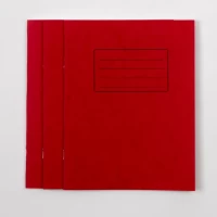 9x7" Exercise Book 32 Page Top Half Plain/Bottom Half 15mm Ruled Red - Pack x 100