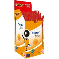 BIC Cristal Fine Ballpoint Pen - 0.8mm Point - Red - Pack x 50
