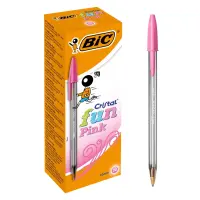 BIC Cristal Fun Ballpoint Pen - 1.6mm Point - Pink - Pack x20